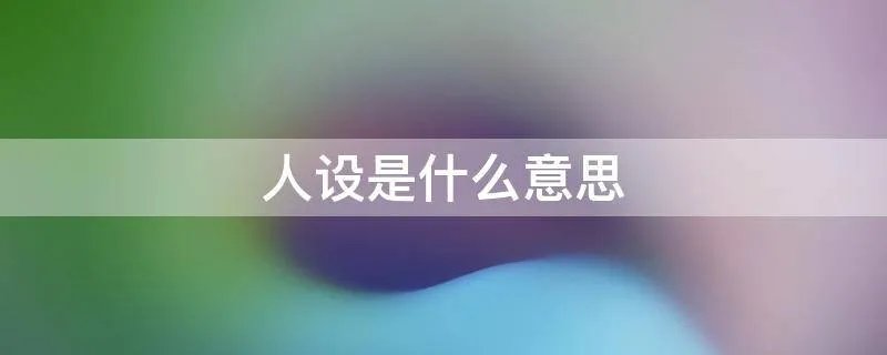 人设是什么意思