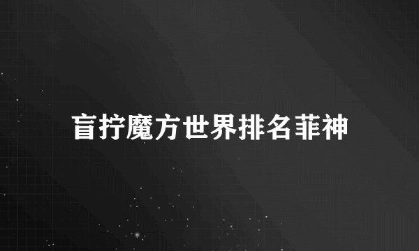 盲拧魔方世界排名菲神