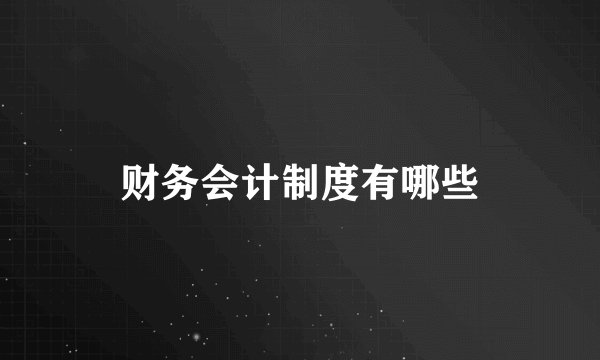 财务会计制度有哪些