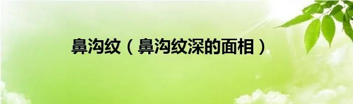 鼻沟纹（鼻沟纹深的面相）