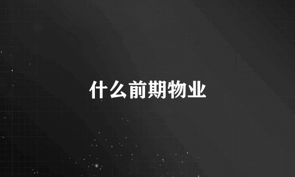 什么前期物业