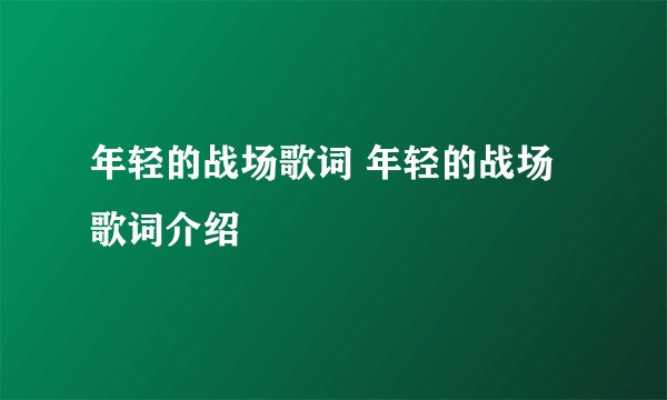年轻的战场歌词 年轻的战场歌词介绍