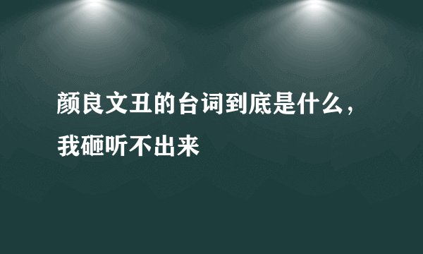 颜良文丑的台词到底是什么，我砸听不出来