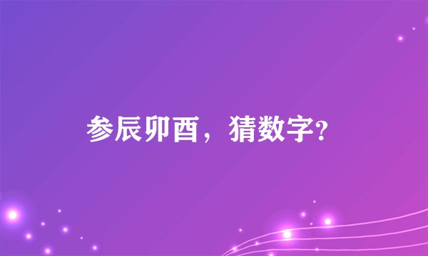 参辰卯酉，猜数字？