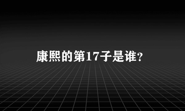 康熙的第17子是谁？