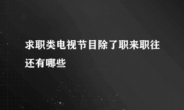 求职类电视节目除了职来职往还有哪些