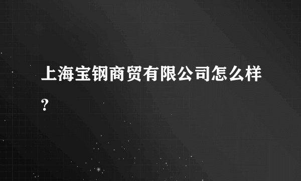上海宝钢商贸有限公司怎么样?