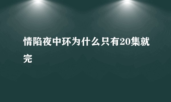 情陷夜中环为什么只有20集就完