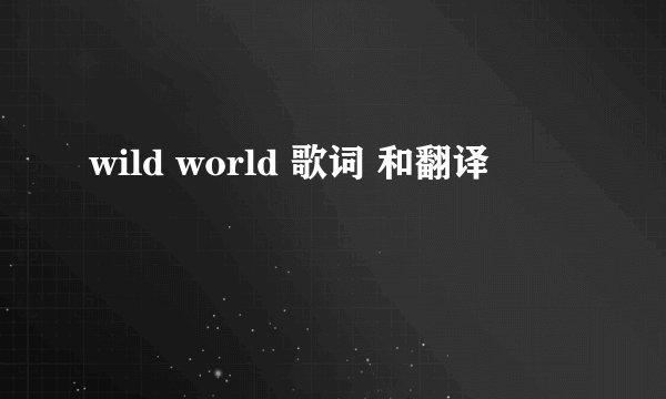 wild world 歌词 和翻译