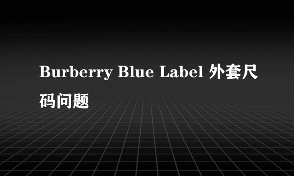 Burberry Blue Label 外套尺码问题