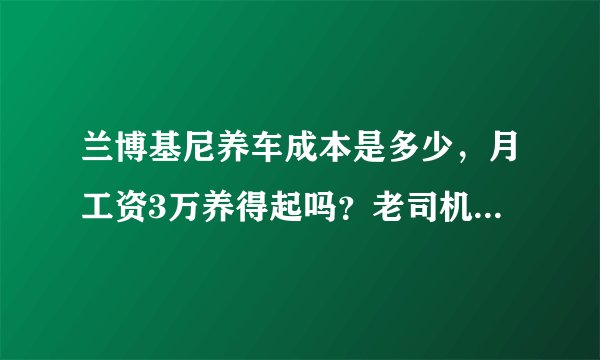 兰博基尼养车成本是多少,月工资3万养得起吗?老司机:在想屁吃