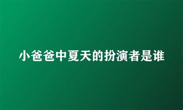 小爸爸中夏天的扮演者是谁