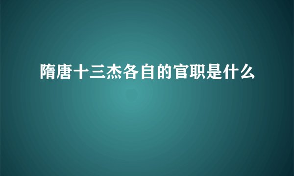 隋唐十三杰各自的官职是什么
