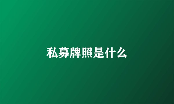 私募牌照是什么