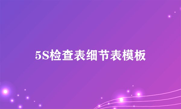 5S检查表细节表模板