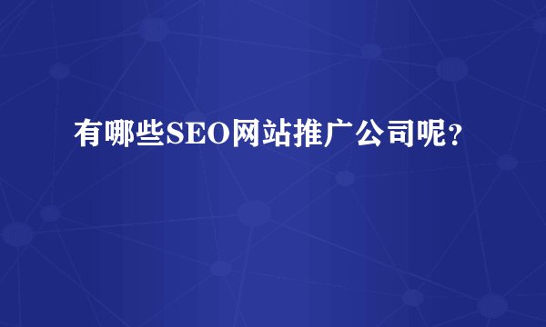 有哪些SEO网站推广公司呢?