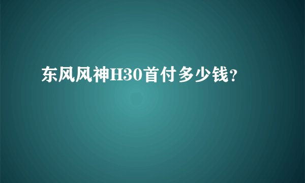 东风风神H30首付多少钱？