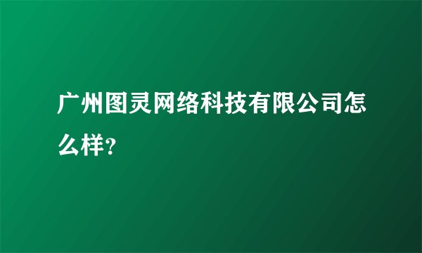 广州图灵网络科技有限公司怎么样?