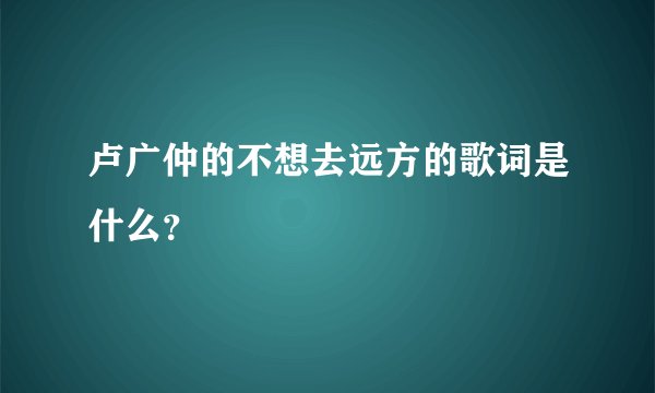 卢广仲的不想去远方的歌词是什么?