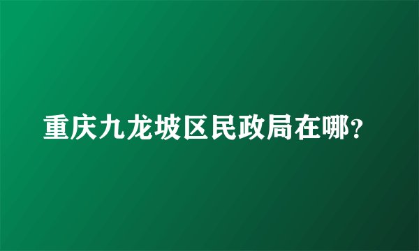 重庆九龙坡区民政局在哪？