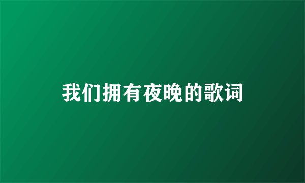 我们拥有夜晚的歌词