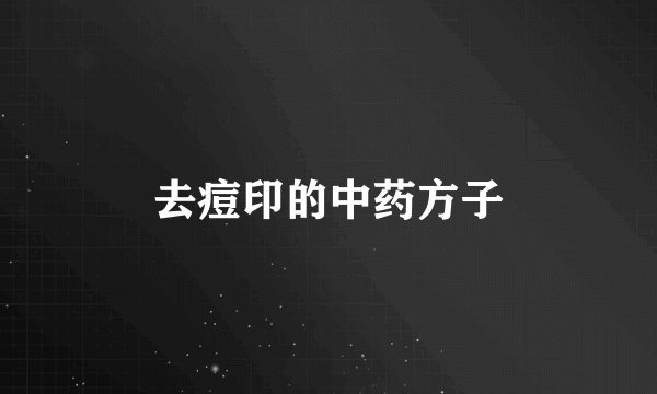 去痘印的中药方子