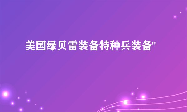 美国绿贝雷装备特种兵装备