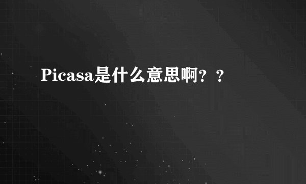 Picasa是什么意思啊？？
