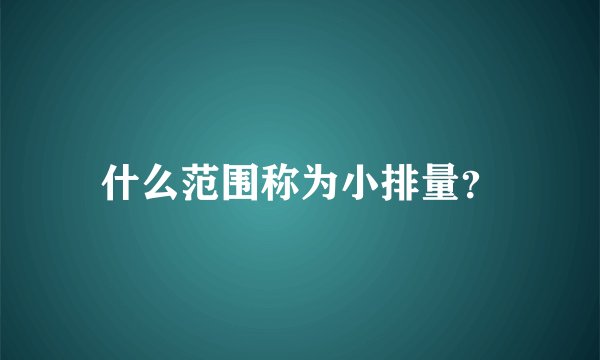 什么范围称为小排量？