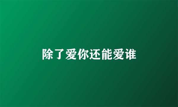 除了爱你还能爱谁