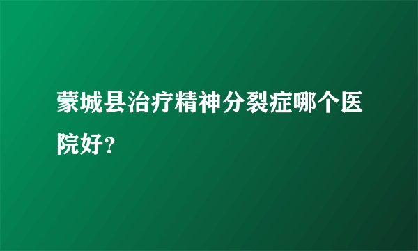 蒙城县治疗精神分裂症哪个医院好？