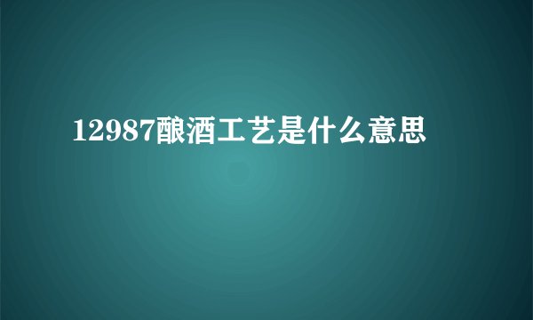 12987酿酒工艺是什么意思