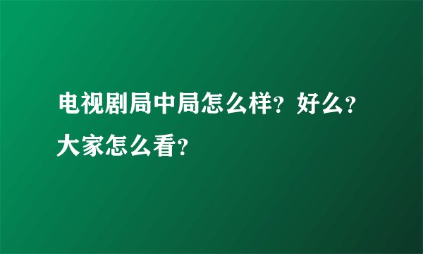 电视剧局中局怎么样？好么？大家怎么看？