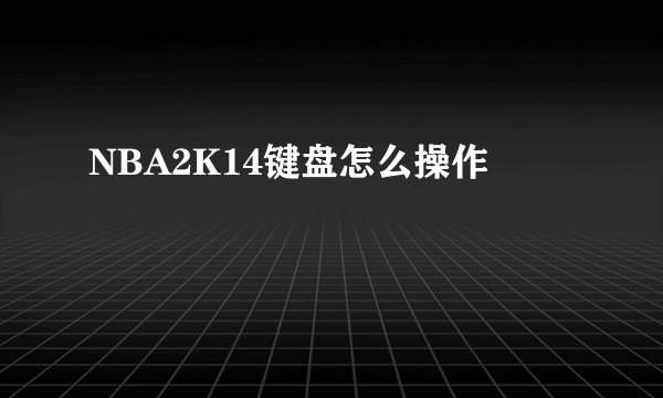 NBA2K14键盘怎么操作