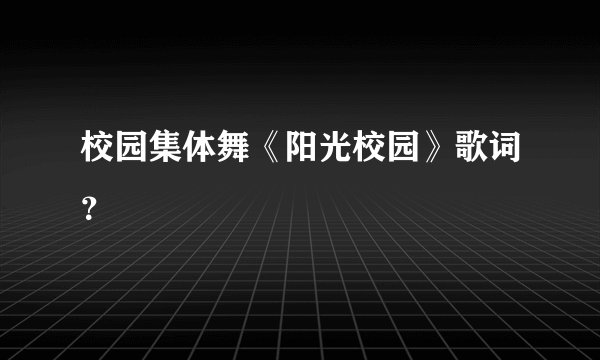 校园集体舞《阳光校园》歌词？