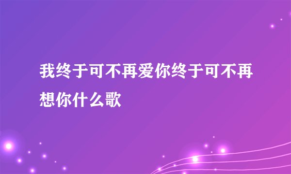 我终于可不再爱你终于可不再想你什么歌