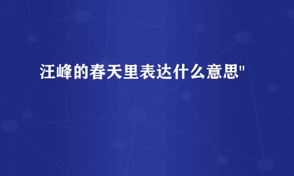 汪峰的春天里表达什么意思