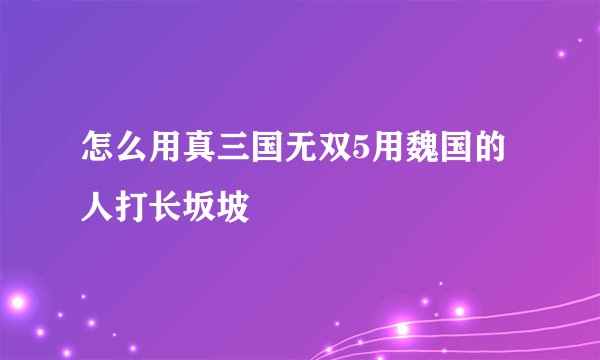 怎么用真三国无双5用魏国的人打长坂坡