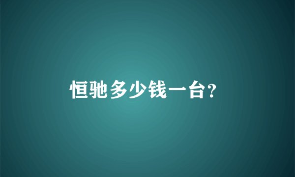 恒驰多少钱一台？