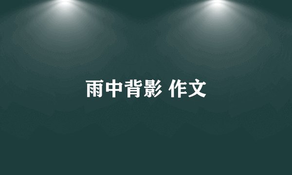 雨中背影 作文