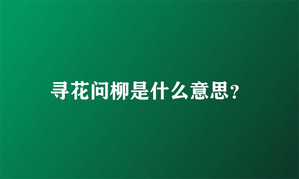 寻花问柳是什么意思？