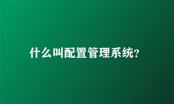 什么叫配置管理系统？