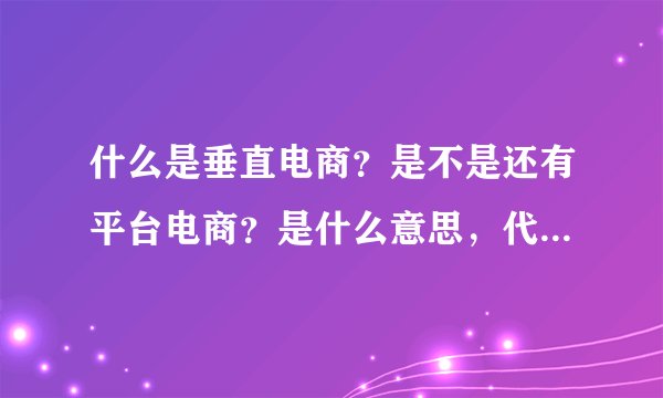 什么是垂直电商？是不是还有平台电商？是什么意思，代表的公司有哪些