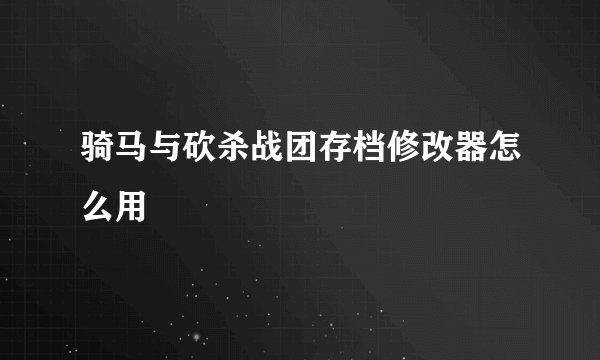 骑马与砍杀战团存档修改器怎么用