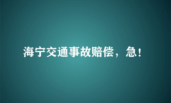 海宁交通事故赔偿,急!