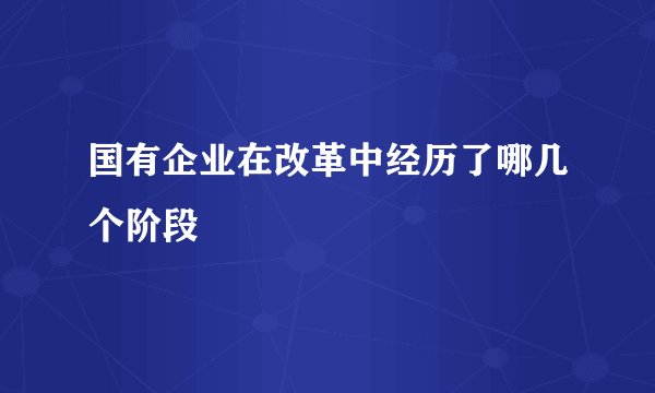 国有企业在改革中经历了哪几个阶段