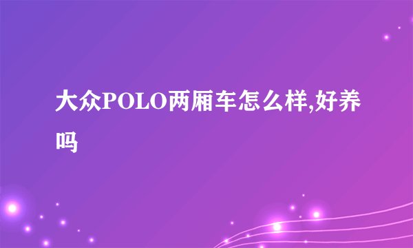 大众POLO两厢车怎么样,好养吗