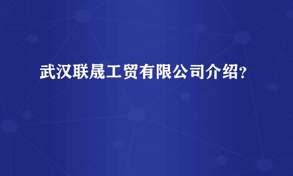 武汉联晟工贸有限公司介绍？