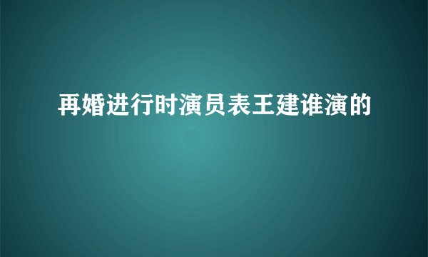 再婚进行时演员表王建谁演的