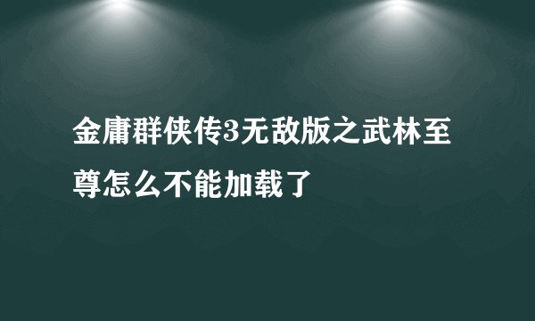 金庸群侠传3无敌版之武林至尊怎么不能加载了
